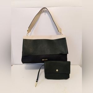 Steve Madden Green Black Faux Leather Shoulder Bag